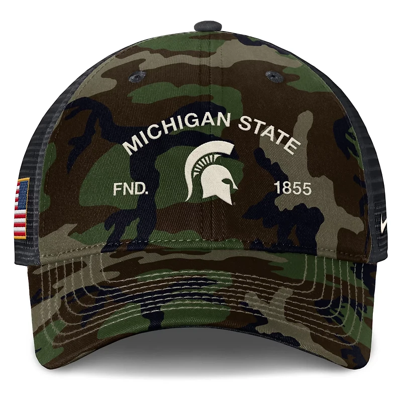 Nike Michigan State Spartans 2025 Military Appreciation Rise Adjustable Trucker Hat