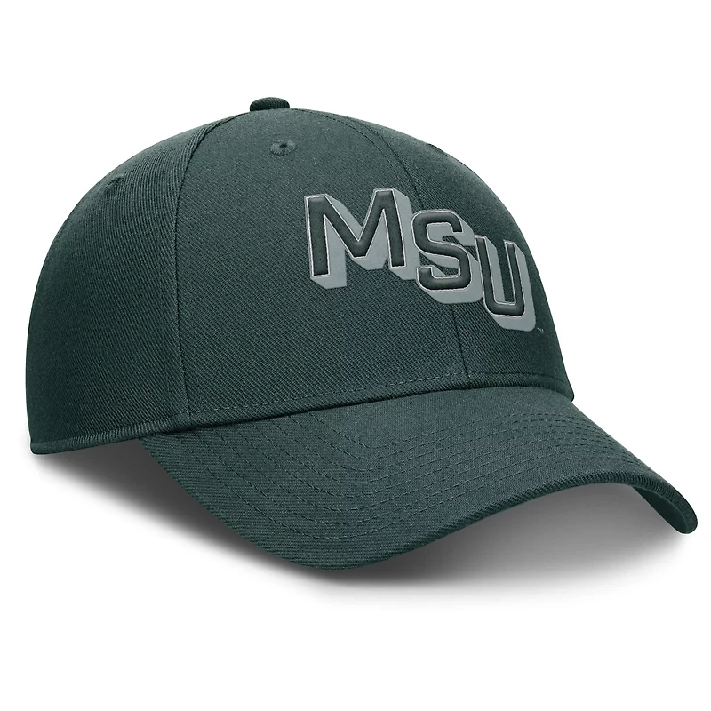 Nike Michigan State Spartans Slanted Primetime Rise Performance Adjustable Hat