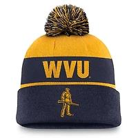 Nike Navy West Virginia Mountaineers Primetime Peak Cuffed Knit Hat with Pom