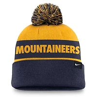 Nike Navy West Virginia Mountaineers Primetime Peak Cuffed Knit Hat with Pom
