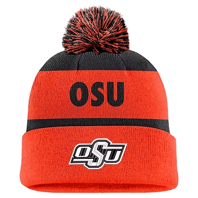 Nike Orange Oklahoma State Cowboys Peak Stripe Cuffed Knit Hat with Pom