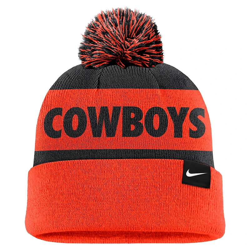 Nike Orange Oklahoma State Cowboys Peak Stripe Cuffed Knit Hat with Pom