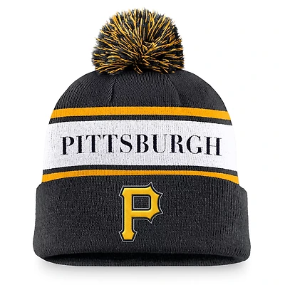 Nike Pittsburgh Pirates Team Stripe Peak Cuffed Knit Hat with Pom