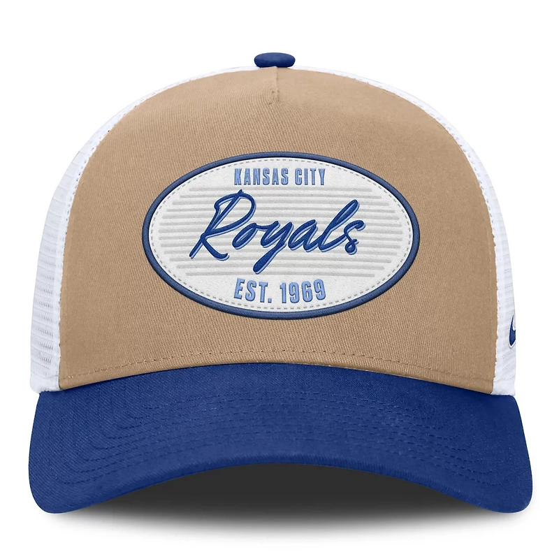Nike Royal Kansas City Royals Rise A-Frame Trucker Adjustable Hat