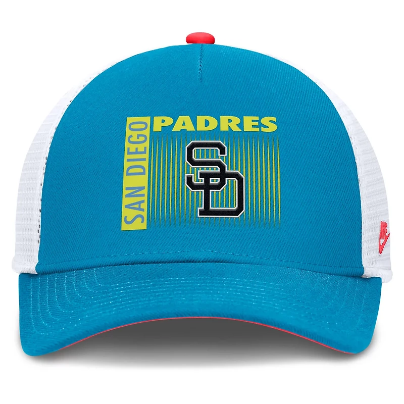 Nike San Diego Padres Neon 90s Rise Structured Performance Adjustable Trucker Hat