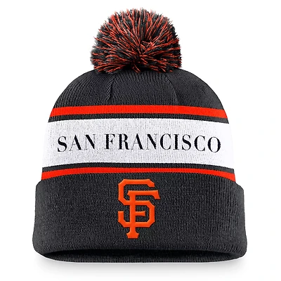 Nike San Francisco Giants Team Stripe Peak Cuffed Knit Hat with Pom