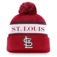 Nike St Louis Cardinals Team Stripe Peak Cuffed Knit Hat with Pom