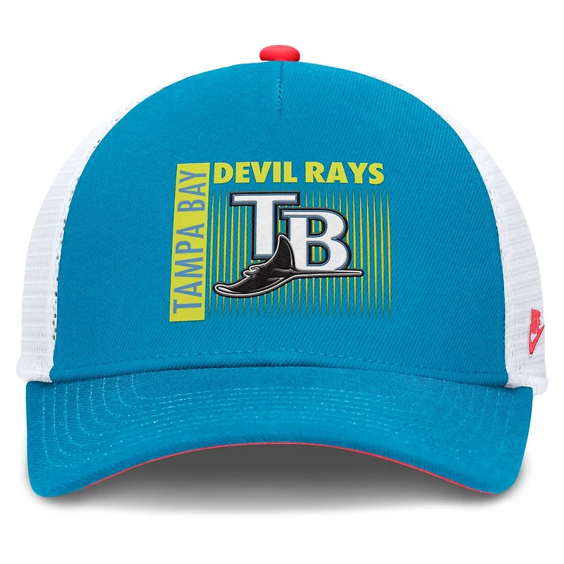 Nike Tampa Bay Rays Neon 90s Rise Structured Performance Adjustable Trucker Hat