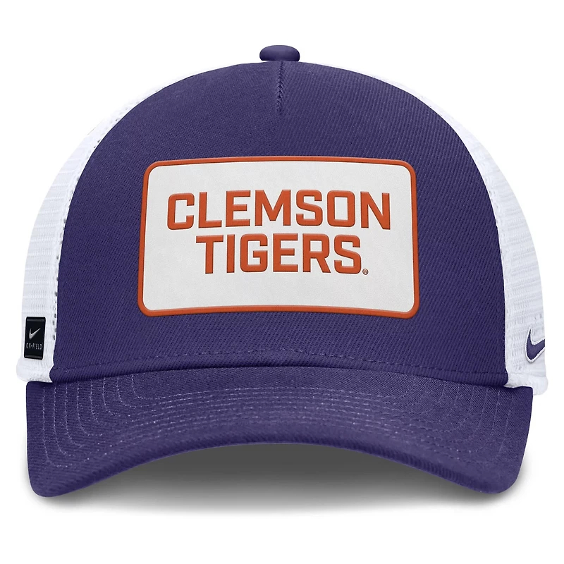 Nike White Clemson Tigers 2025 On-Field Rise Patch Trucker Adjustable Hat