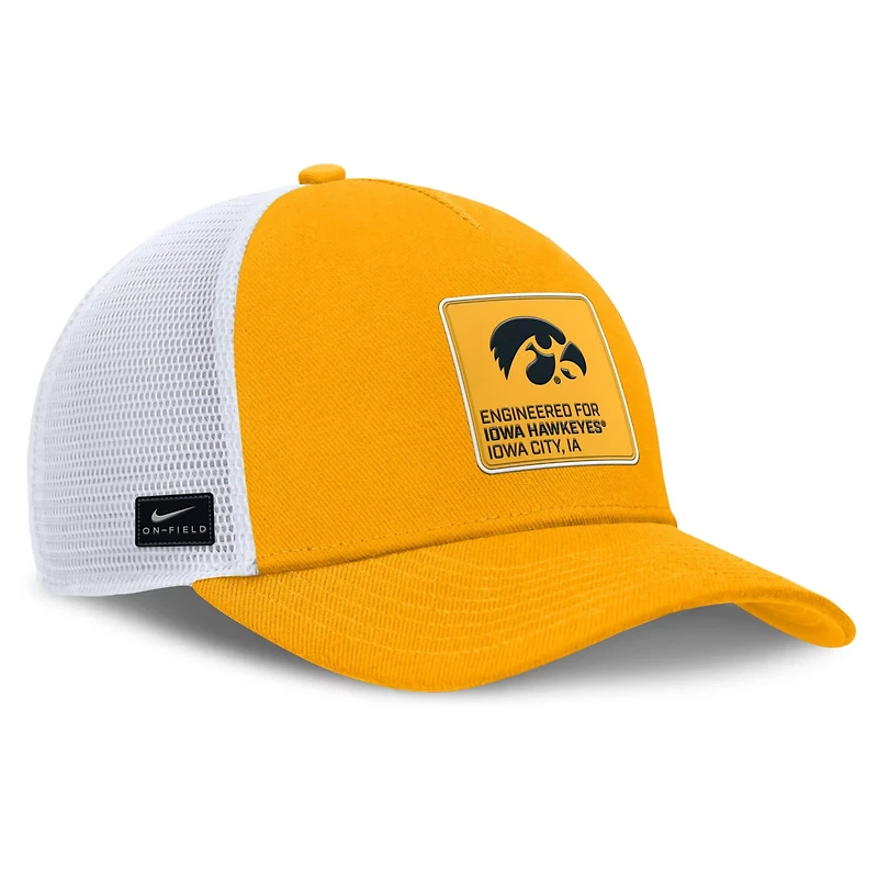Nike White Iowa Hawkeyes 2025 On-Field Rise Engineered Trucker Adjustable Hat