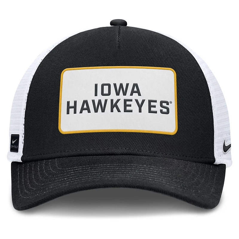 Nike White Iowa Hawkeyes 2025 On-Field Rise Patch Trucker Adjustable Hat