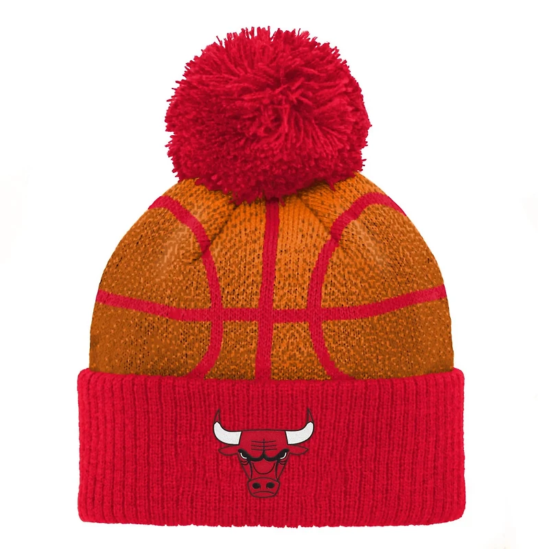 Preschool Chicago Bulls Basketball Head Cuffed Knit Hat with Pom