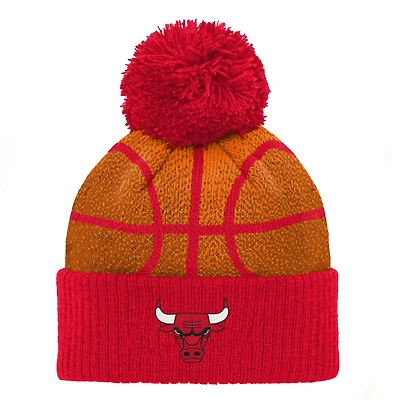 Preschool Chicago Bulls Basketball Head Cuffed Knit Hat with Pom