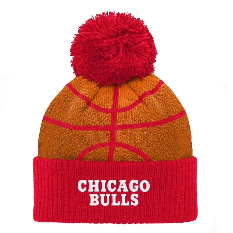 Preschool Chicago Bulls Basketball Head Cuffed Knit Hat with Pom