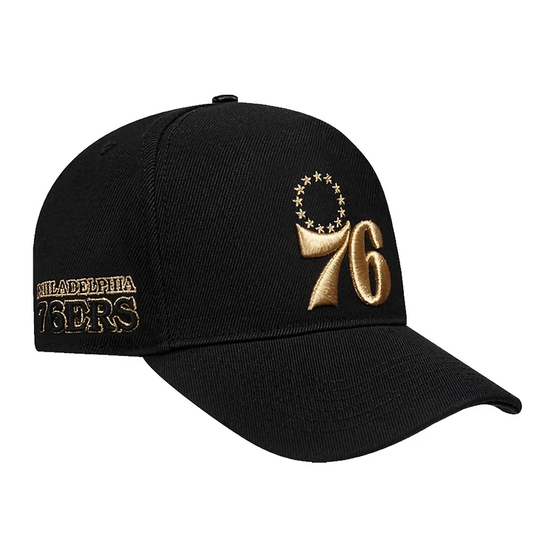 Pro Standard Philadelphia 76ers Metallic Logo Pinch Front Adjustable Hat