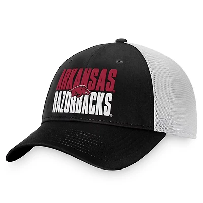 Top of the World /White Arkansas Razorbacks Stockpile Trucker Snapback Hat