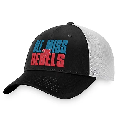 Top of the World /White Ole Miss Rebels Stockpile Trucker Snapback Hat