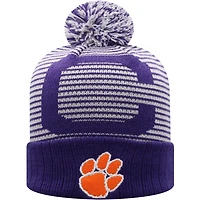 Top of the World Clemson Tigers Line Up Cuffed Knit Hat with Pom
