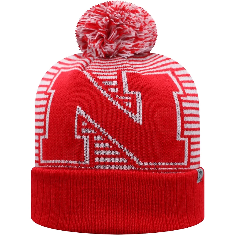 Top of the World Nebraska Huskers Line Up Cuffed Knit Hat with Pom