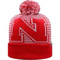 Top of the World Nebraska Huskers Line Up Cuffed Knit Hat with Pom