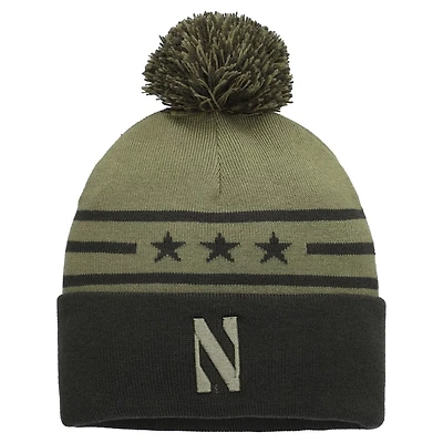 Under Armour Forest Northwestern Wildcats Freedom Collection Cuffed Knit Hat with Pom