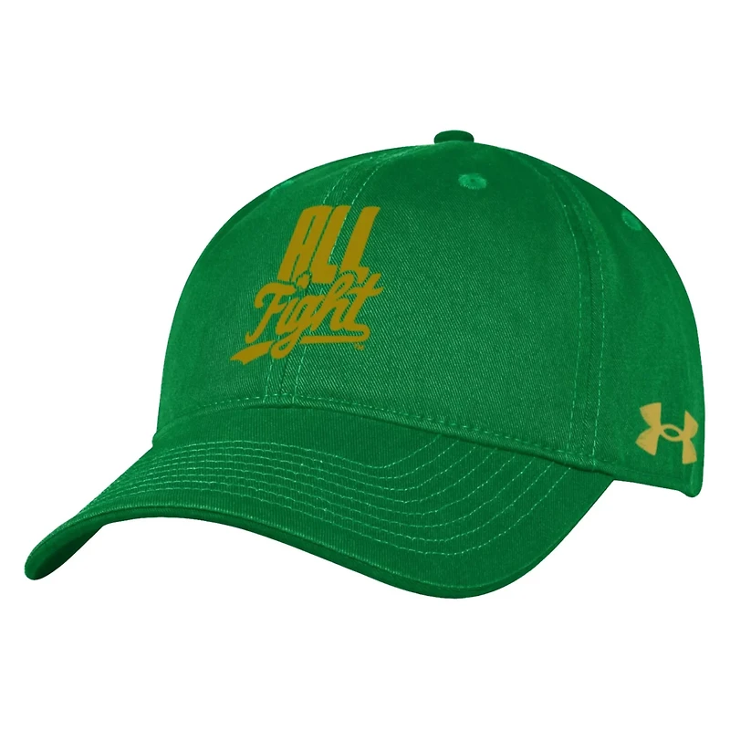 Under Armour Kelly Notre Dame Fighting Irish Washed Performance Cotton Adjustable Hat