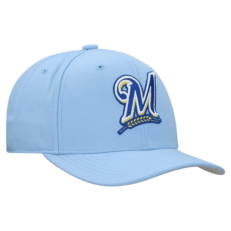 Unisex Mitchell Ness Powder Milwaukee Brewers Basic Coop Pro Adjustable Hat