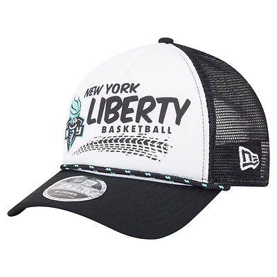 Unisex New Era Black New York Liberty 9FORTY A-Frame Graphic Trucker Hat