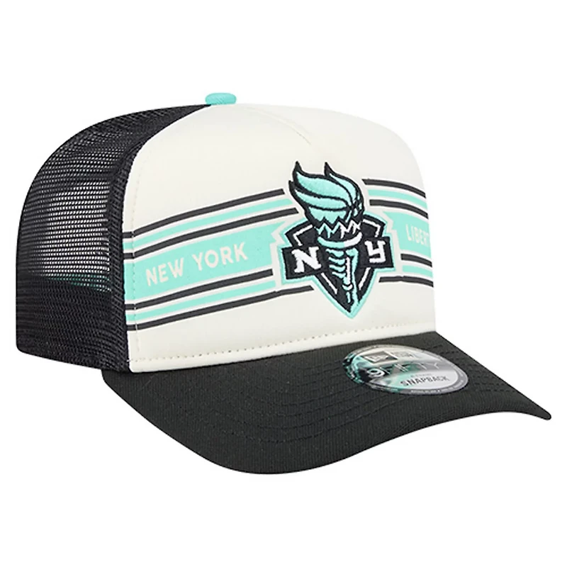 Unisex New Era Black New York Liberty Banner Foam Front 9FIFTY A-Frame Adjustable Trucker Hat