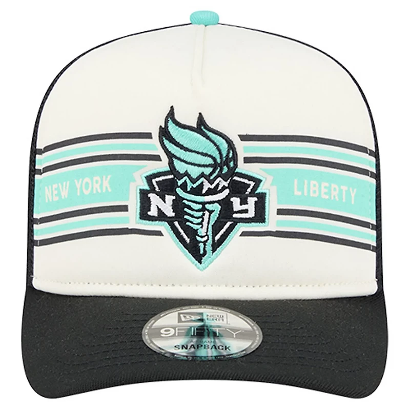 Unisex New Era Black New York Liberty Banner Foam Front 9FIFTY A-Frame Adjustable Trucker Hat