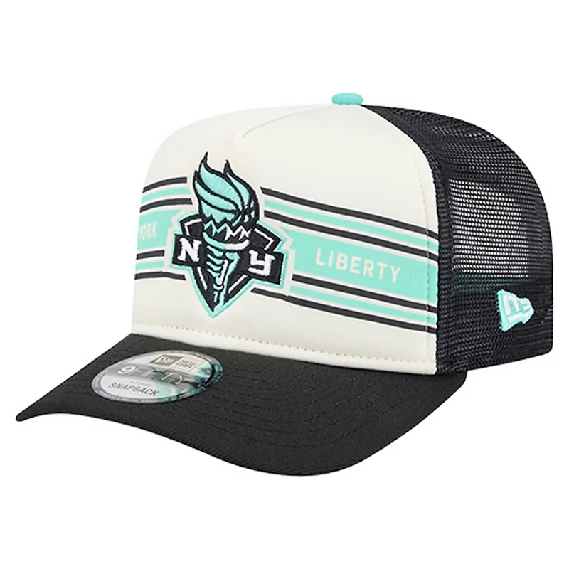 Unisex New Era Black New York Liberty Banner Foam Front 9FIFTY A-Frame Adjustable Trucker Hat