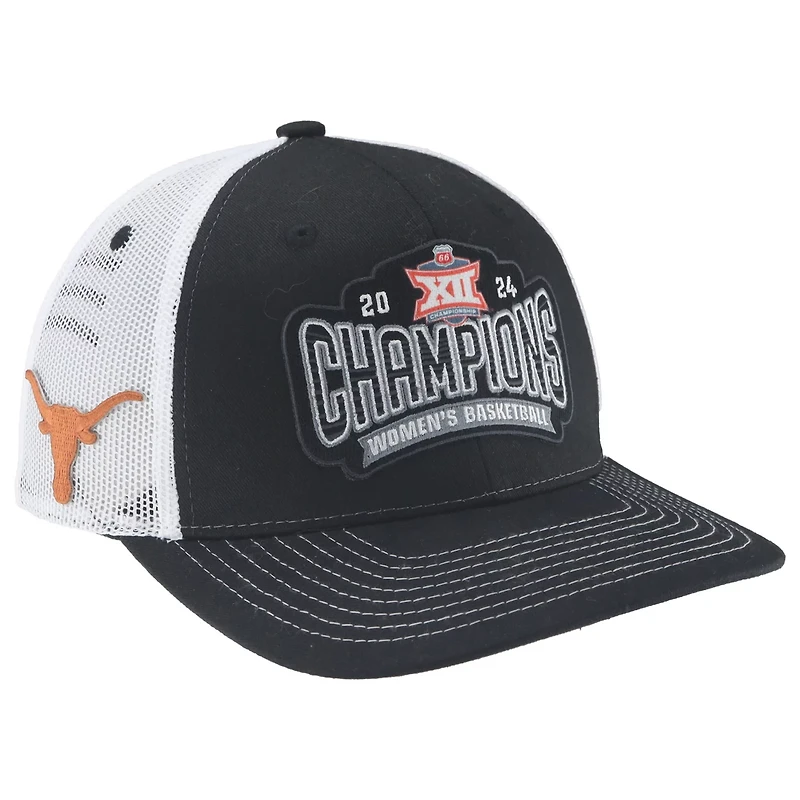Unisex Zephyr Texas Longhorns 2024 Big 12 Women's Basketball Conference Tournament Champions Locker Room Adjustable Trucker Hat