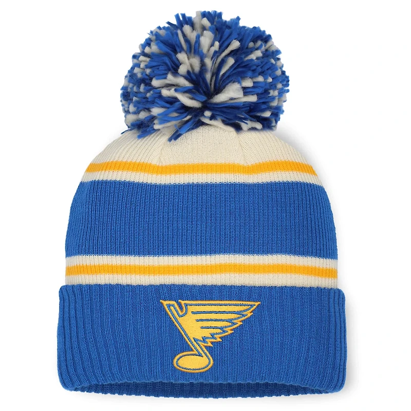 Wo Fanatics Cream St Louis s 2025 NHL Winter Classic Cuffed Knit Hat with Pom