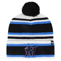 Youth '47 /Black Miami Marlins Stripling Cuffed Knit Hat with Pom