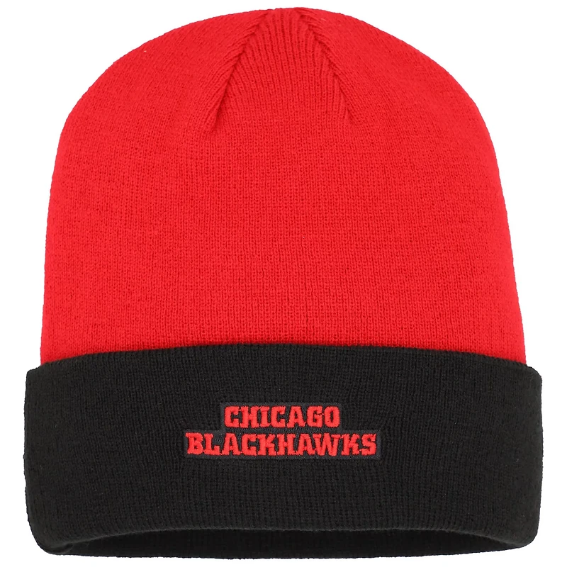 Youth Black Chicago Blackhawks Logo Outline Cuffed Knit Hat