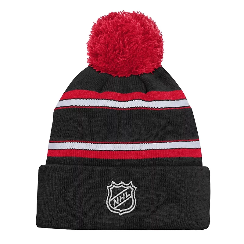 Youth Carolina Hurricanes Jacquard Cuffed Knit Hat with Pom