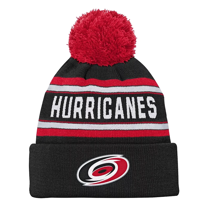 Youth Carolina Hurricanes Jacquard Cuffed Knit Hat with Pom
