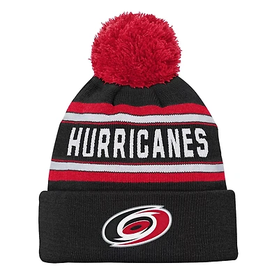 Youth Carolina Hurricanes Jacquard Cuffed Knit Hat with Pom