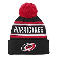 Youth Carolina Hurricanes Jacquard Cuffed Knit Hat with Pom