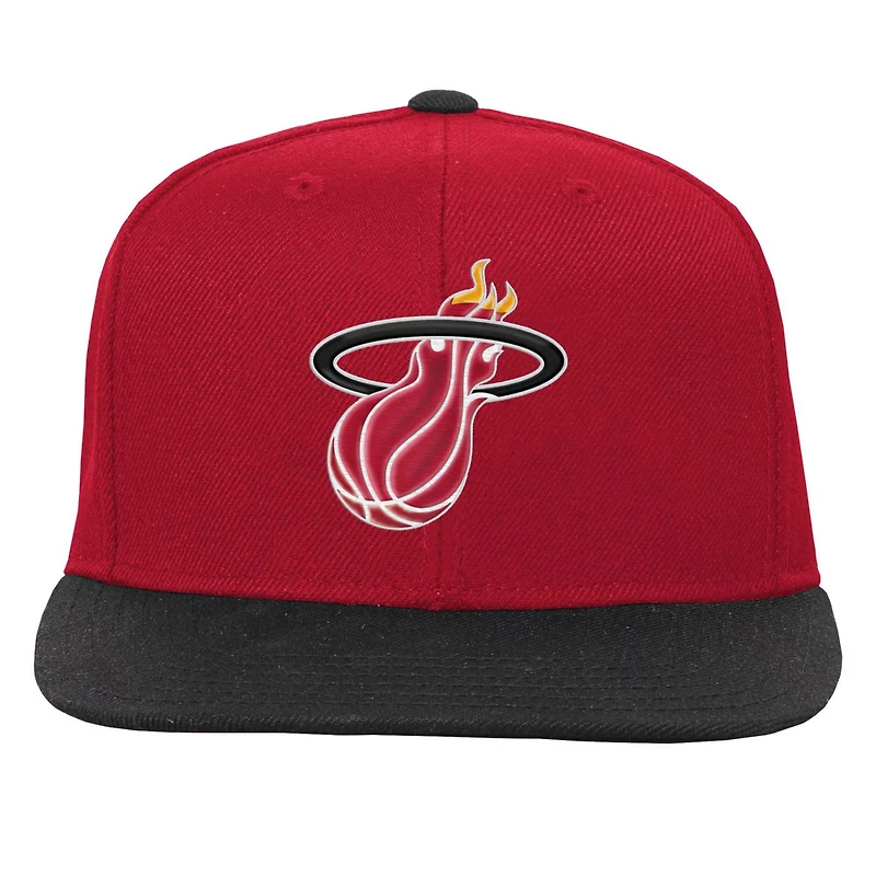Youth Mitchell Ness Black Miami Heat Two-Tone Snapback Hat