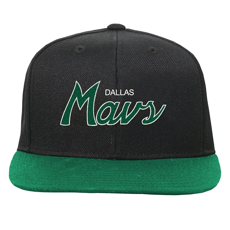 Youth Mitchell Ness Dallas Mavericks Team Script Snapback Hat