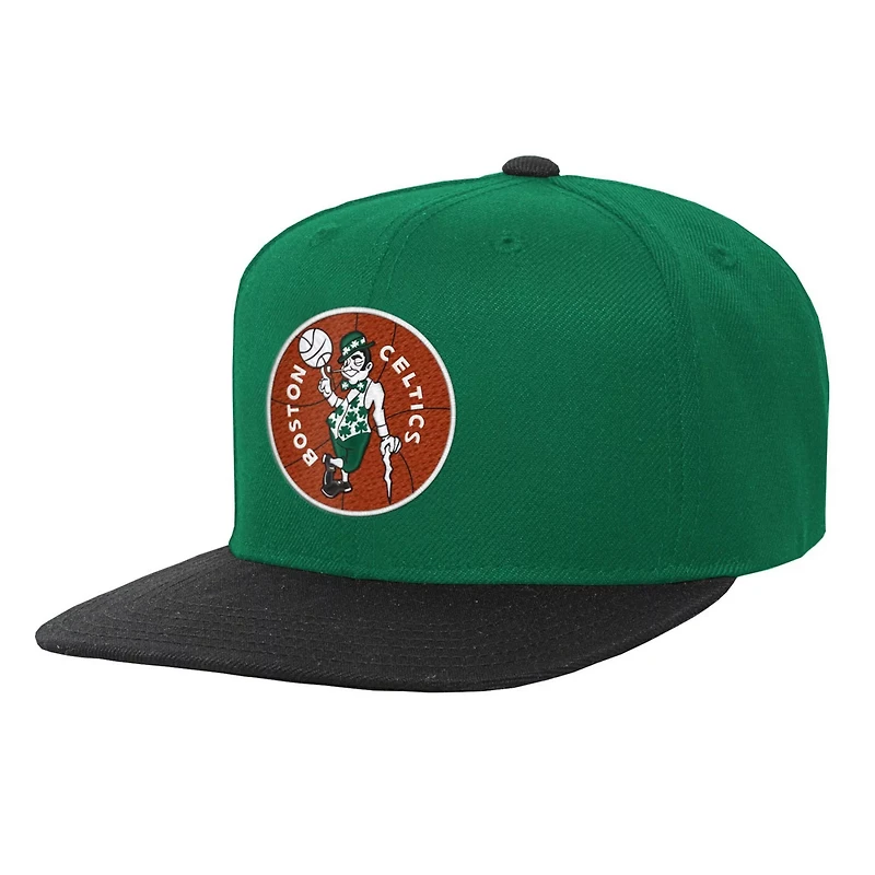 Youth Mitchell Ness Kelly Black Boston Celtics Two-Tone Snapback Hat