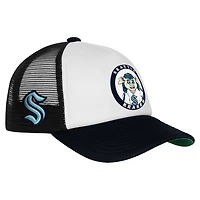 Youth Mitchell  Ness Seattle Kraken Mascot Adjustable Trucker Hat
