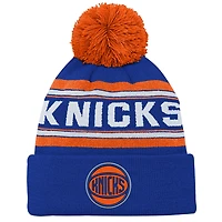 Youth New York Knicks Backboard Jacquard Cuffed Knit Hat with Pom