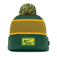 Youth Nike Baylor Bears 2024 Sideline Peak Cuffed Knit Hat with Pom