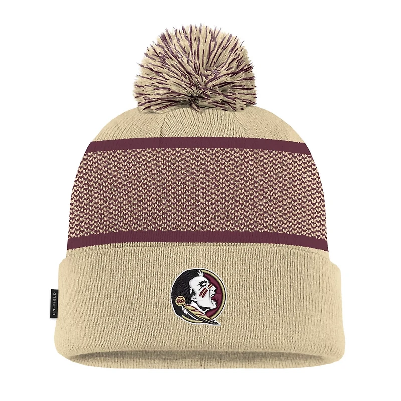 Youth Nike Florida State Seminoles 2024 Sideline Peak Cuffed Knit Hat with Pom