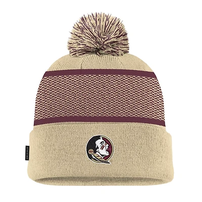 Youth Nike Florida State Seminoles 2024 Sideline Peak Cuffed Knit Hat with Pom