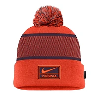 Youth Nike Virginia Cavaliers 2024 Sideline Peak Cuffed Knit Hat with Pom