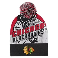 Youth Outerstuff Chicago Blackhawks New Edge Cuffed Knit Hat with Pom
