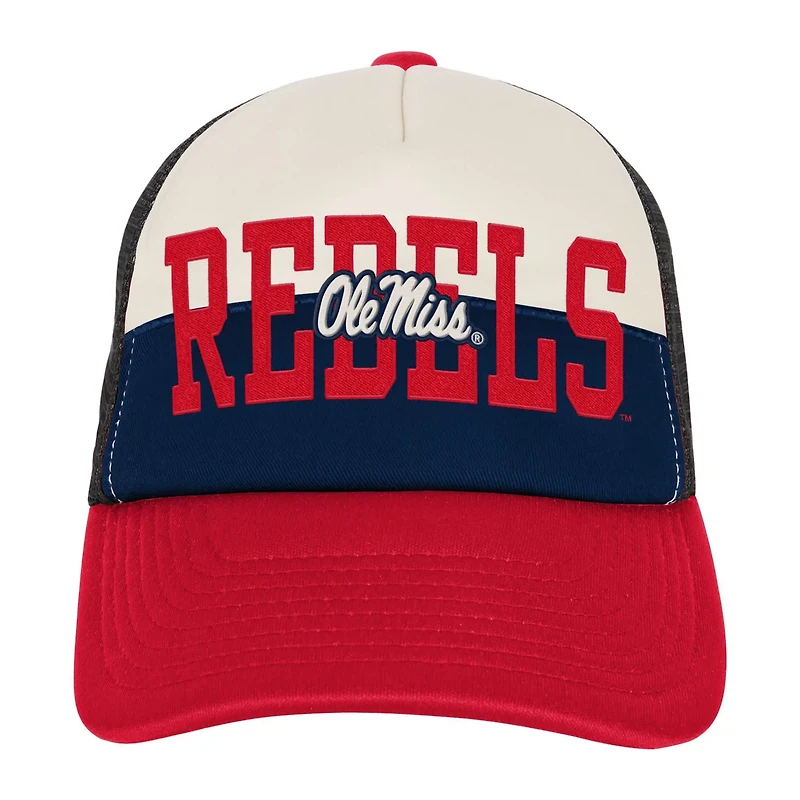 Youth Outerstuff Cream Ole Miss Rebels Modern Fan Trucker Adjustable Hat